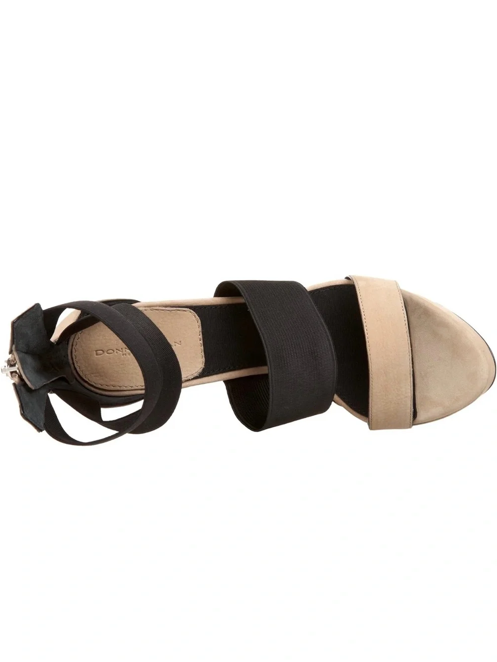 Donna Karan Beige and Black Cork Wedge Sandal